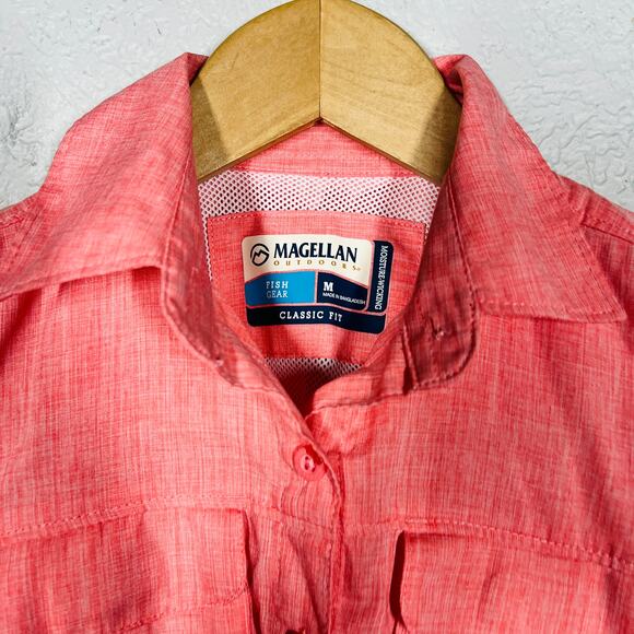Magellan Short Sleeve Fishing Shirt Pink Casual Athletic Button Up - M - Picture 2 of 4